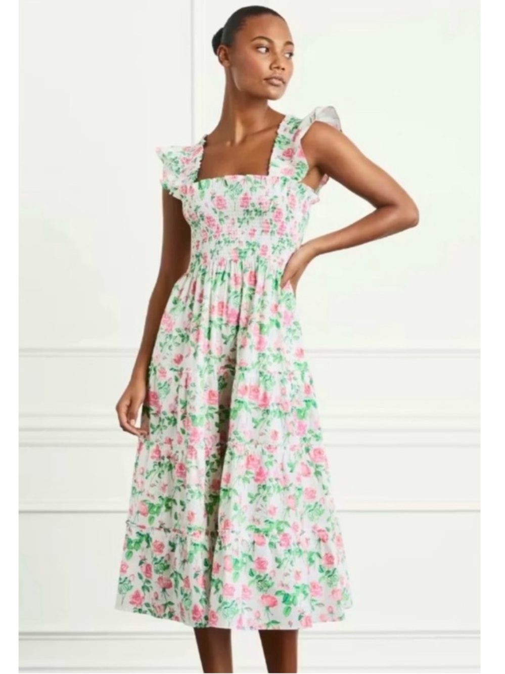 Hill House Ellie Pink Rose Floral Nap Dress Medium
